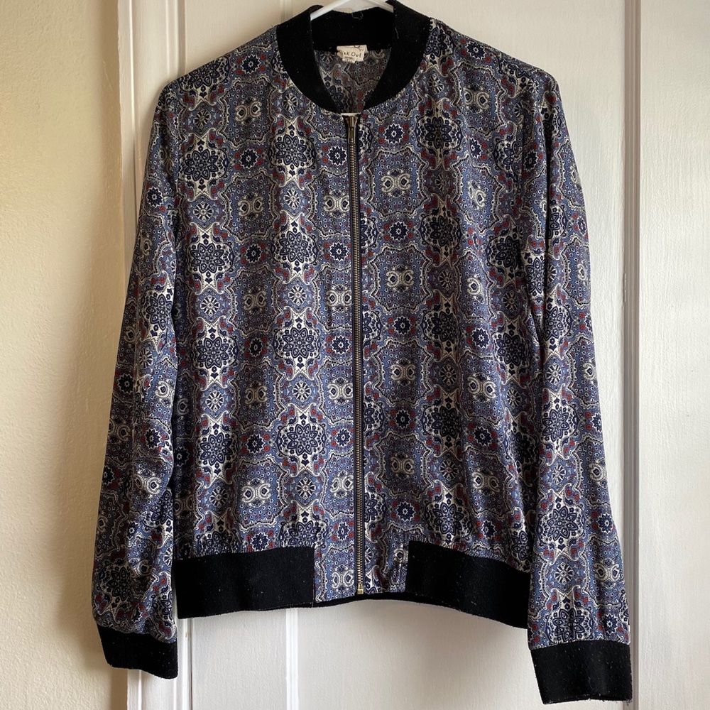Pink Owl Patterned Bomber Jacket